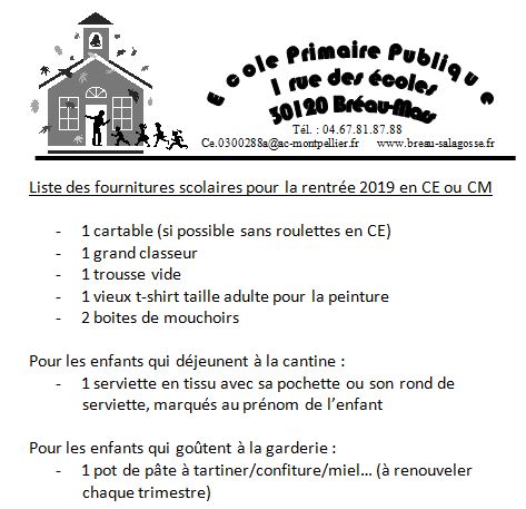 Rentrée 2019 à l'école élémentaire de Bréau Rentrée 2019 à l'école élémentaire de Bréau