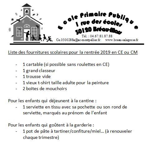 Rentrée 2019 à l'école élémentaire de Bréau