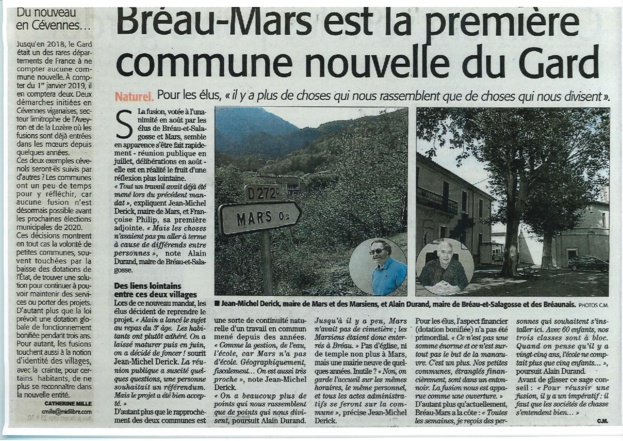 Bréau-Mars est la première commune  nouvelle du Gard !