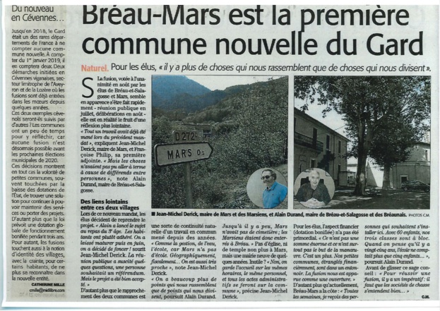 Bréau-Mars est la première commune nouvelle du Gard ! Bréau-Mars est la première commune nouvelle du Gard !