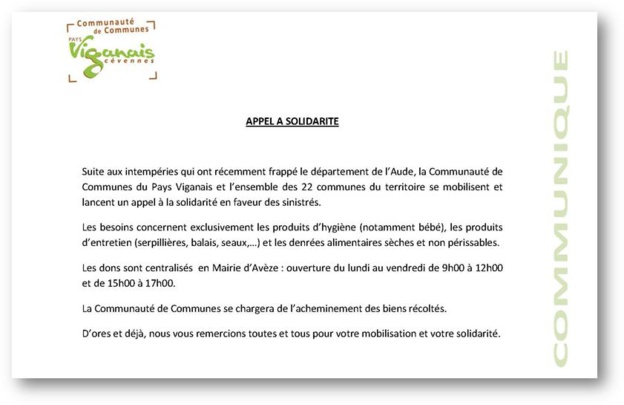 Appel à solidarité Appel à solidarité