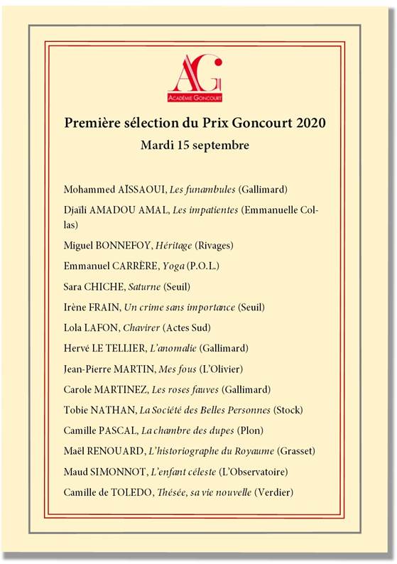 Médiathèque : Prix Goncourt viganais 2020