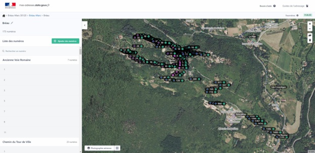 Affichage numéros de voirie sur photo aérienne (Bréau-Nouzières) Affichage numéros de voirie sur photo aérienne (Bréau-Nouzières)