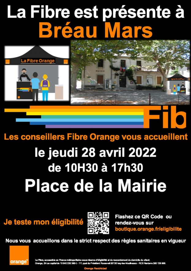 Orange revient à la rencontre des habitants de Bréau Mars le 28 avril 2022 Orange revient à la rencontre des habitants de Bréau Mars le 28 avril 2022