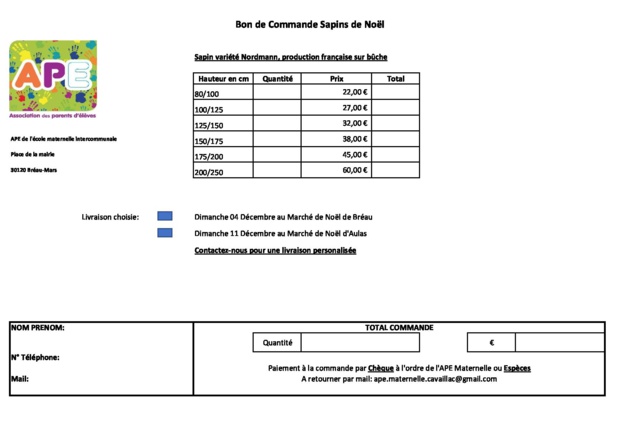 Vente de sapins de Noël par l'APE de notre école intercommunale Vente de sapins de Noël par l'APE de notre école intercommunale