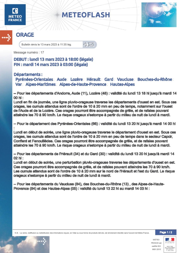 FLASH METEO - ORAGE FLASH METEO - ORAGE