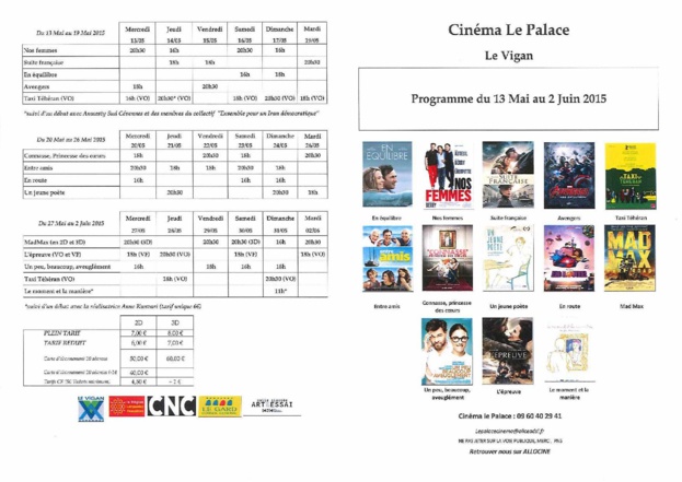 Programme du Cinéma du 13 Mai au 2 Juin 2015 Programme du Cinéma du 13 Mai au 2 Juin 2015