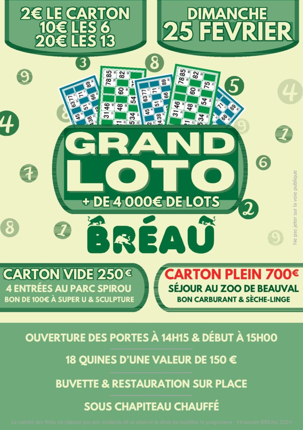 LOTO A BREAU LE 25/02/2024 LOTO A BREAU LE 25/02/2024