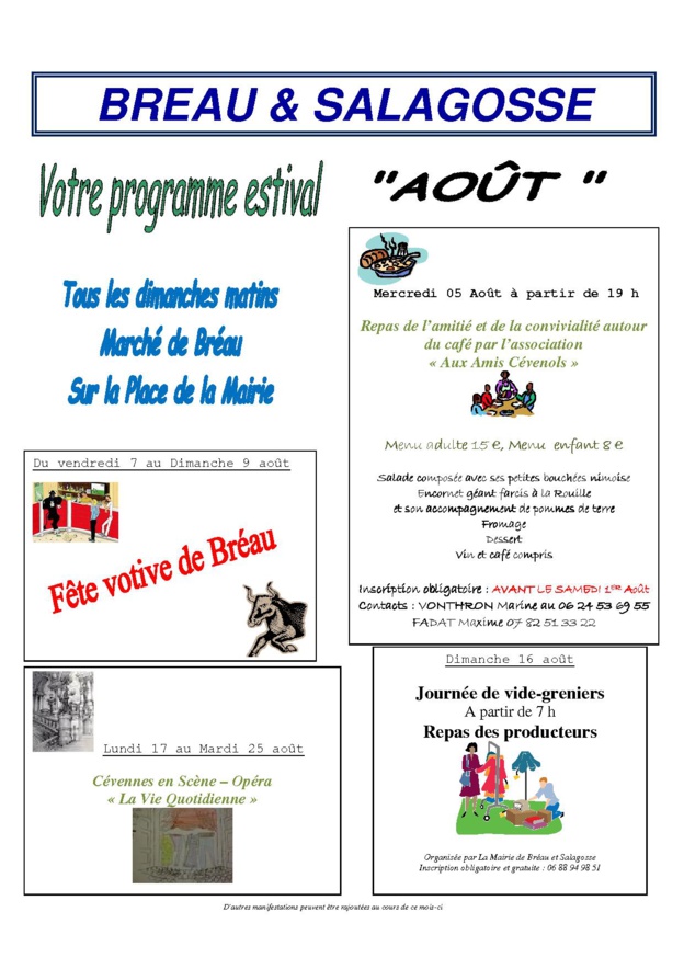 Manifestations du mois d'août Manifestations du mois d'août