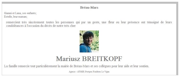 Mariuzs nous a quitté .....Remerciements Mariuzs nous a quitté .....Remerciements