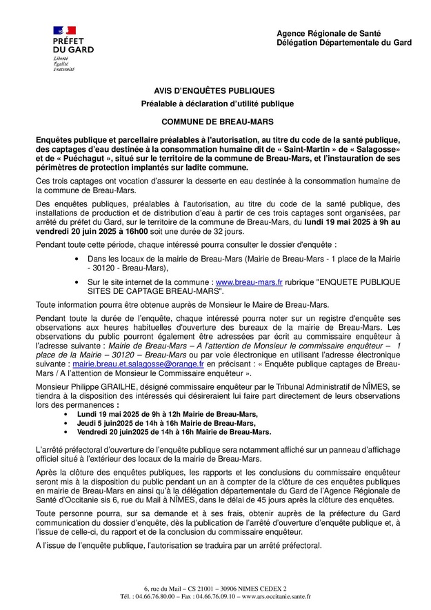 Avis enquête publique Avis enquête publique