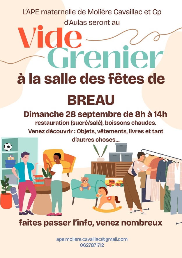 VIDE-GRENIER APE ECOLE MOLIERES-CAVAILLAC AULAS VIDE-GRENIER APE ECOLE MOLIERES-CAVAILLAC AULAS