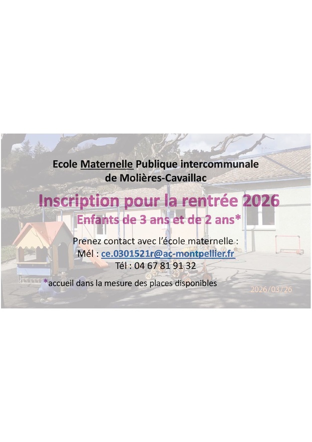 📢 Inscriptions à l’École Intercommunale