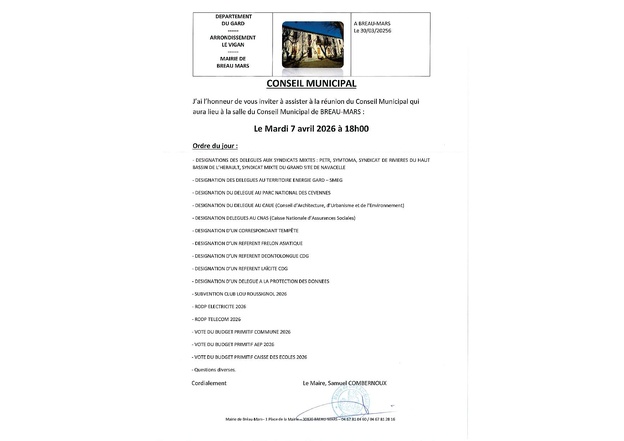 Conseil municipal du 7 04 2026