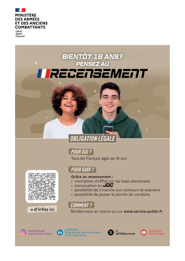RECENSEMENT A 16 ANS : Une nouvelle application pour les jeunes  !