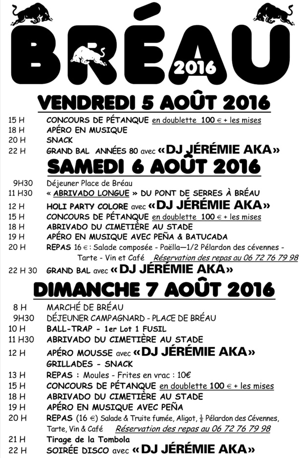 Programme de la fête votive