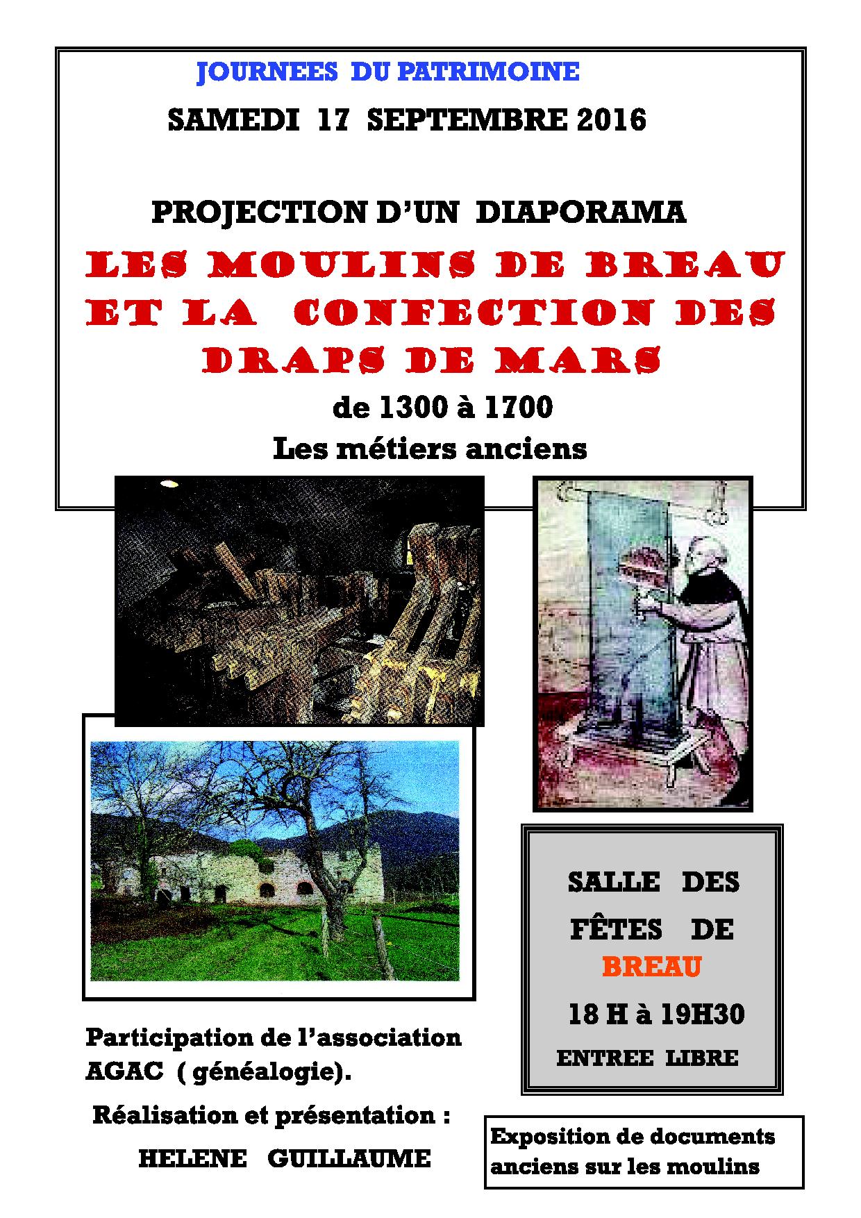 Conférence sur les moulins de Bréau - samedi 17 septembre Conférence sur les moulins de Bréau - samedi 17 septembre