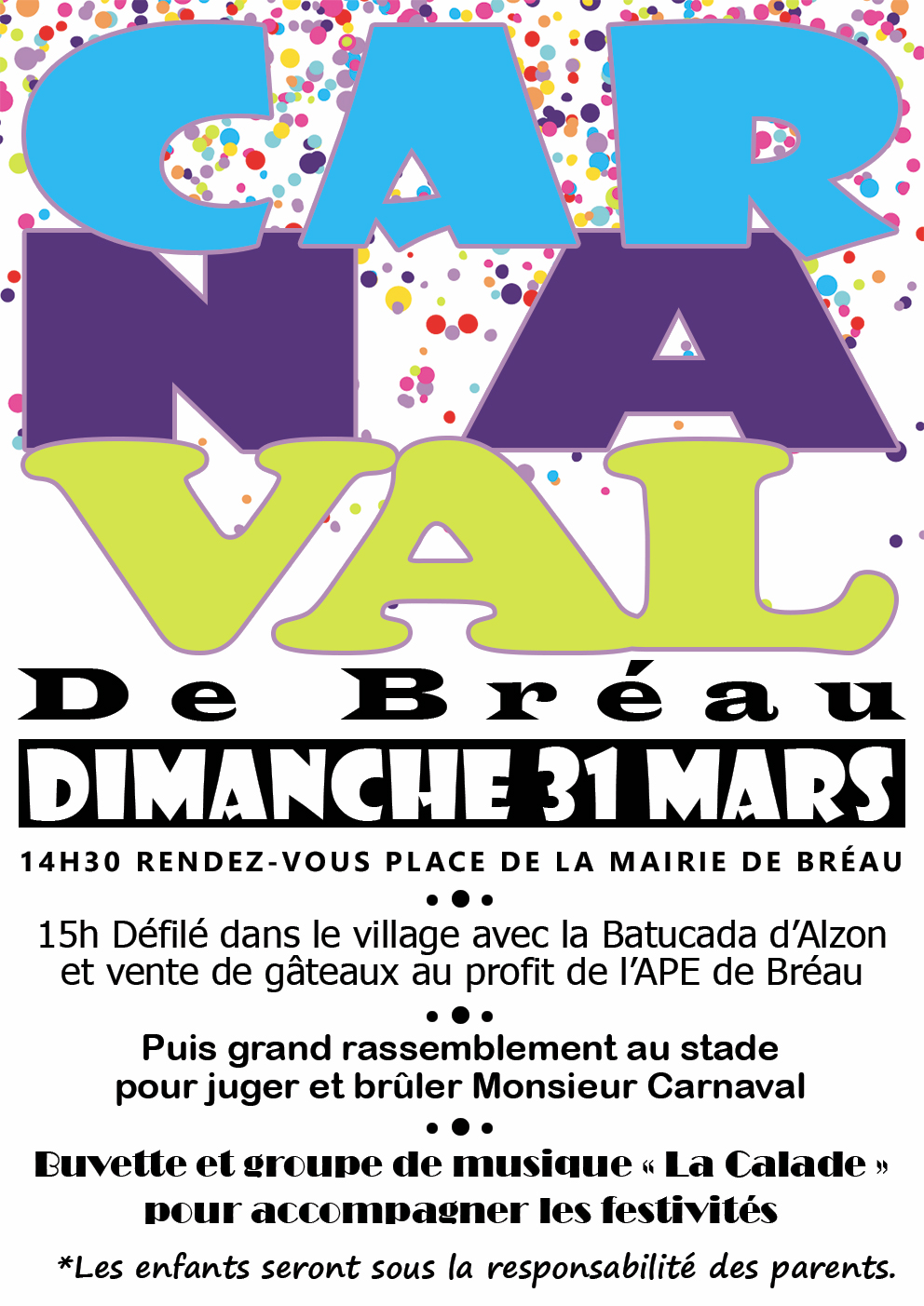 Carnaval de l'école: dimanche 31 mars