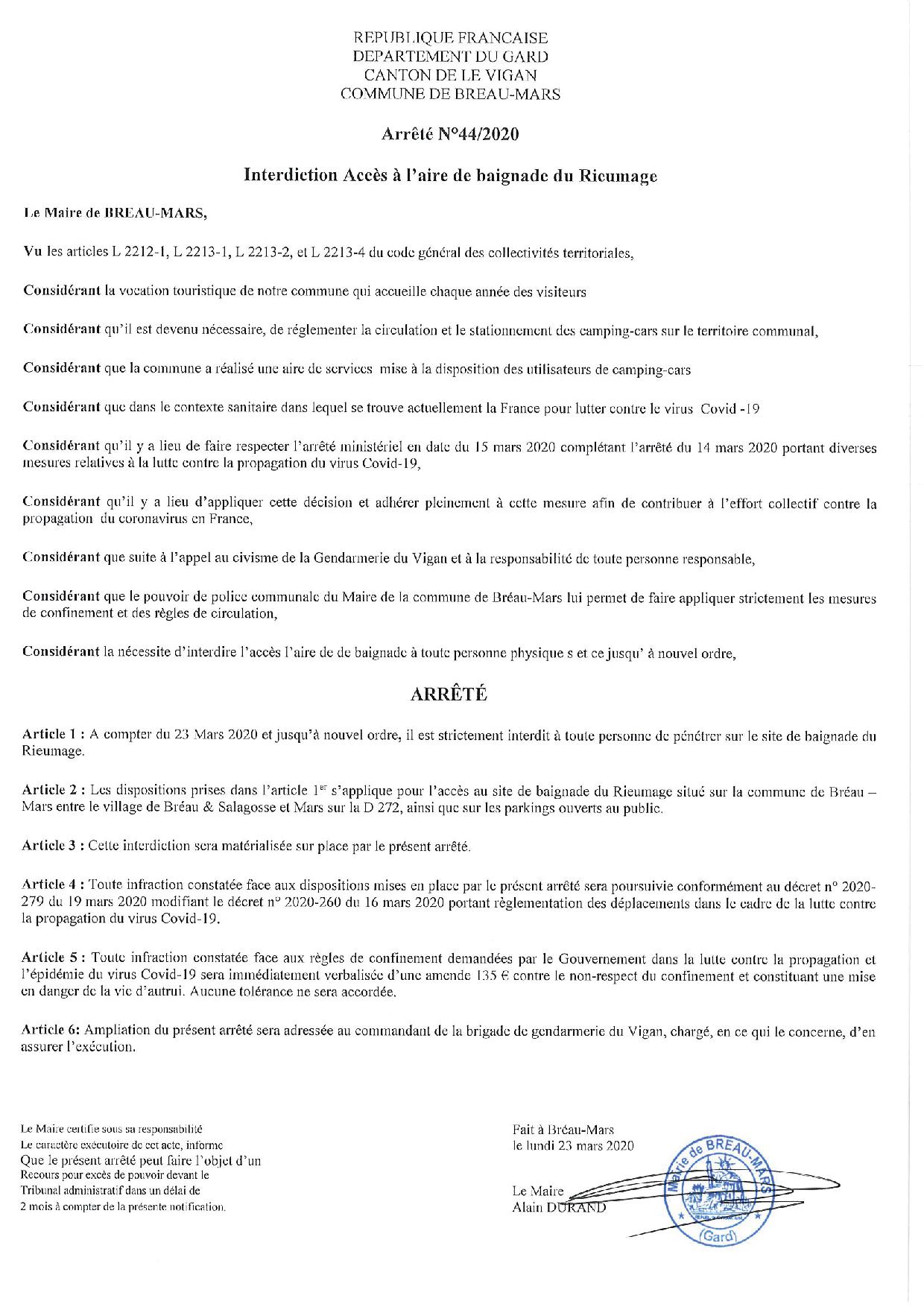 INTERDICTION ACCES SITE DU RIEUMAGE INTERDICTION ACCES SITE DU RIEUMAGE