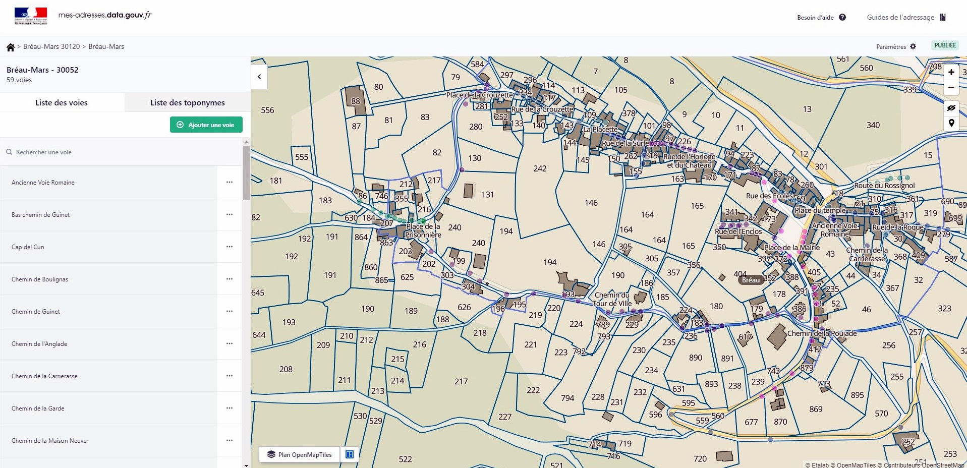 Superposition cadastre sur plan Bréau