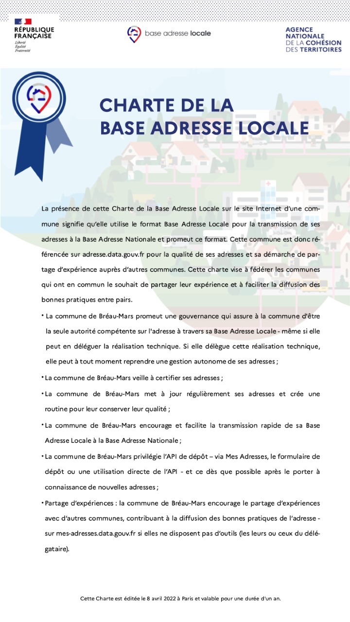 Adhésion de notre Commune à la Base Adresse Locale Adhésion de notre Commune à la Base Adresse Locale