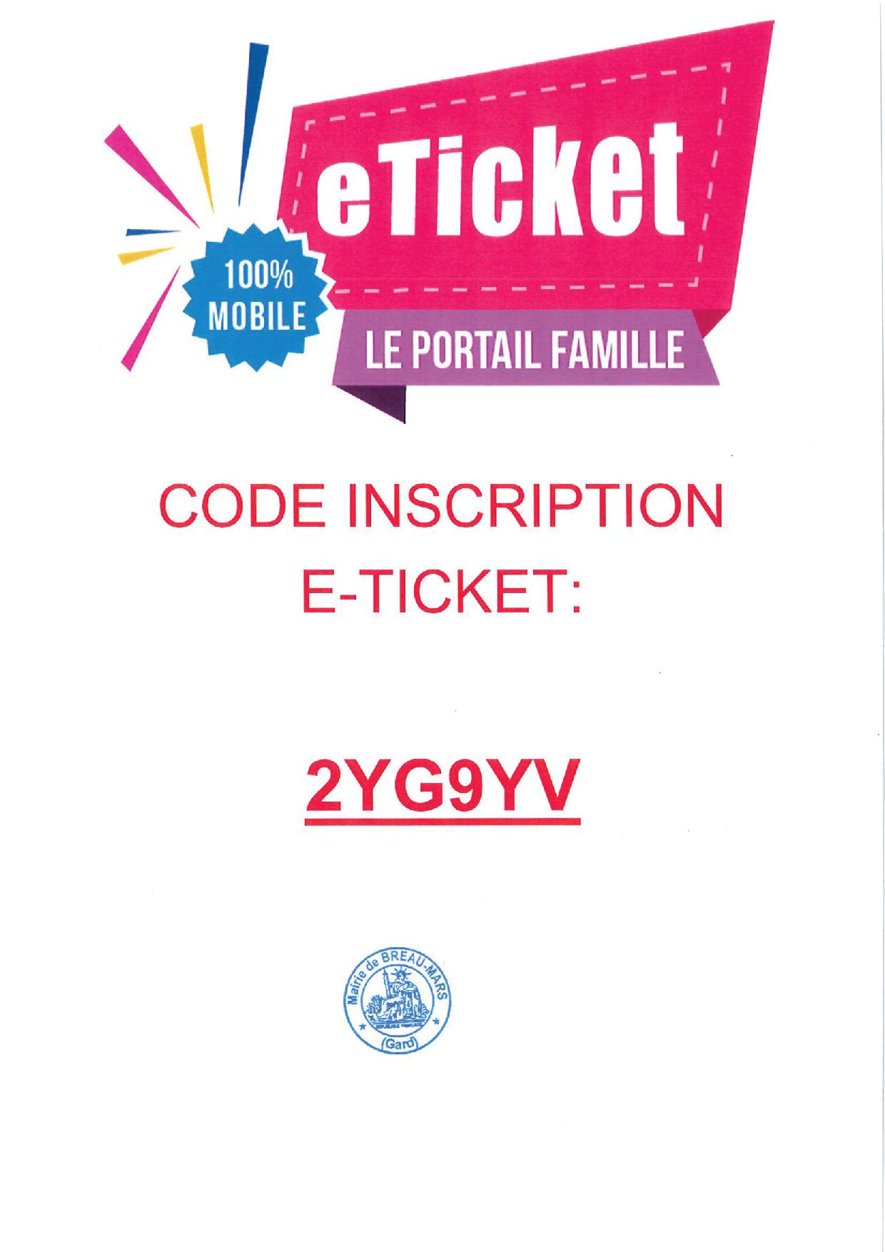 ATTENTION ! E-TICKET : CODE INSCRIPTION ATTENTION ! E-TICKET : CODE INSCRIPTION