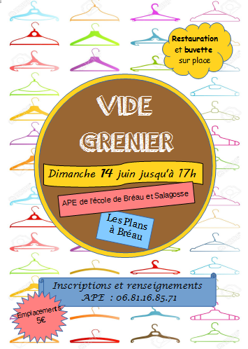 Vide grenier de l'école dimanche 14 juin