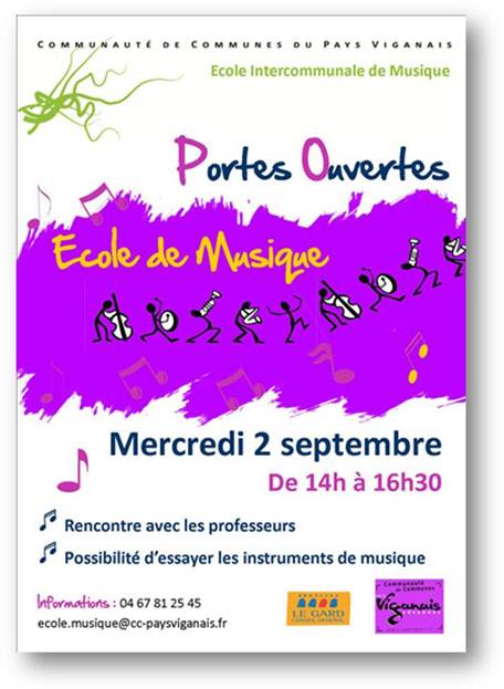 Portes ouvertes de l'école de musique: mercredi 2 septembre Portes ouvertes de l'école de musique: mercredi 2 septembre