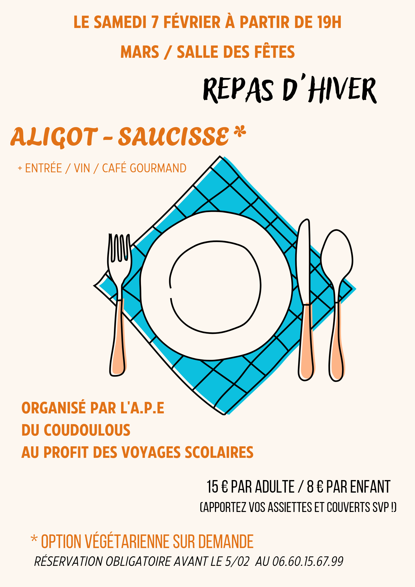 Repas d'hiver organisé par l'APE