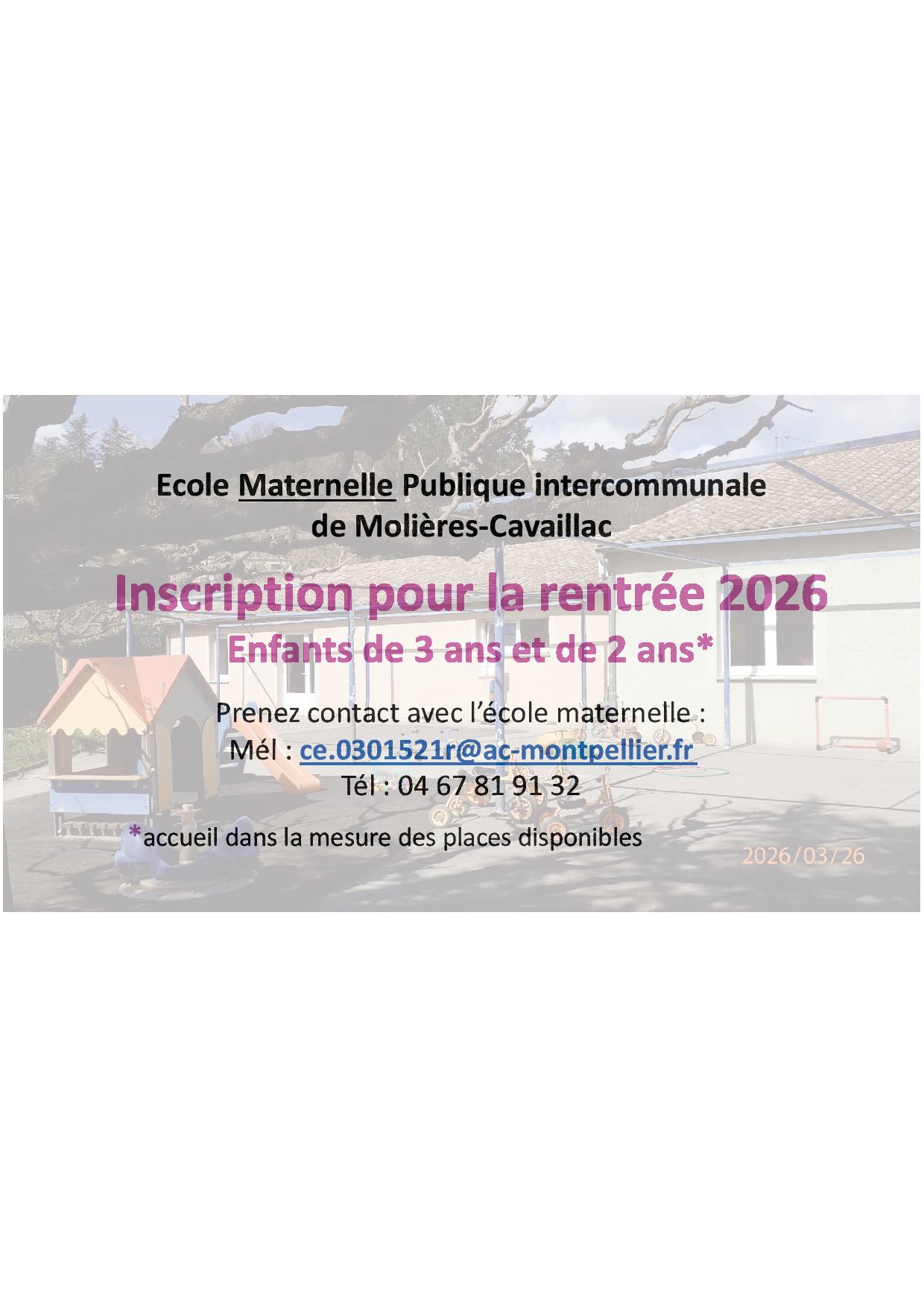 📢 Inscriptions à l’École Intercommunale