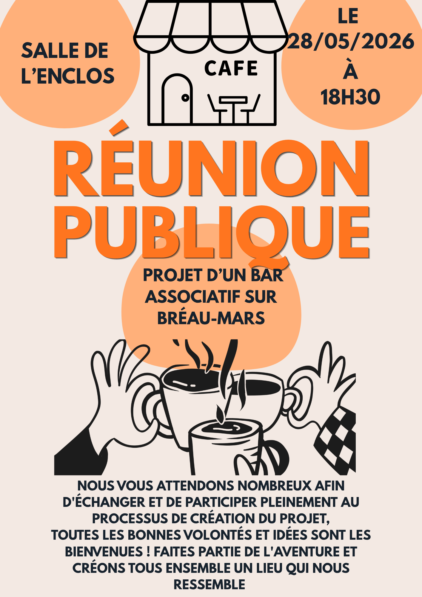 ☕️ Réunion publique – Projet de bar associatif à Bréau-Mars