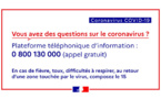 Informations sur le coronavirus COVID-19 et rappel des principales recommandations sanitaires