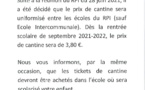 Informations cantine rentrée 2021/2022